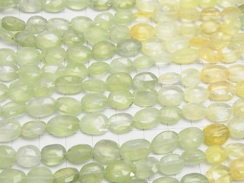 [Video]High Quality Prehnite AA++ Faceted Oval Color Gradation 1strand beads (aprx.13inch/32cm)