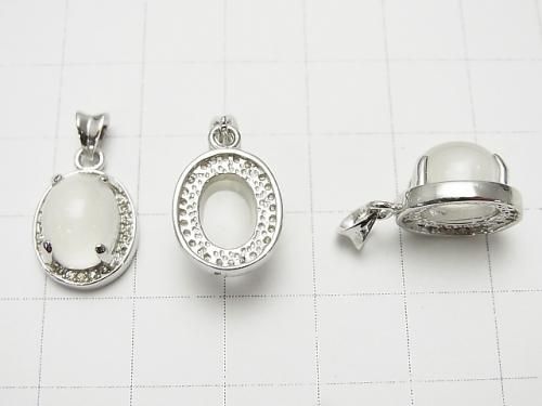 High Quality White Moon Stone with AAA CZ Pendant 14 x 11 x 8 mm Silver 925