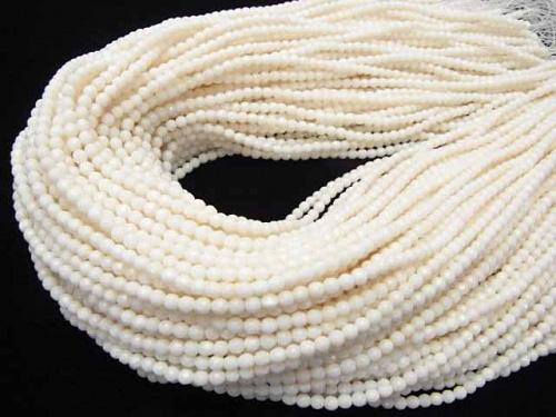 1strand $8.79! White Coral (white coral) Faceted Round 3mm 1strand (aprx.15inch / 38cm)