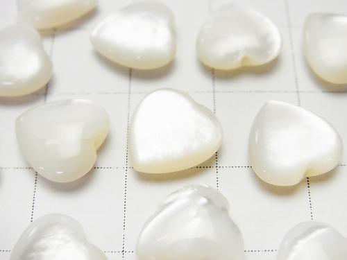 1pc $3.79! High Quality White Shell (Silver-lip Oyster) Heart Half Drilled Hole 10 x 10 x 4 mm 1 pc