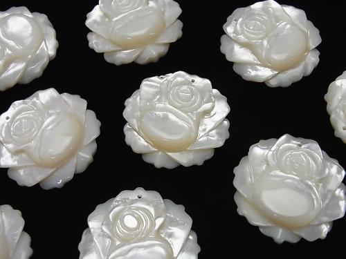 High quality White Shell (Silver-lip Oyster) AAA Rose 32 mm White 1 pc $9.79