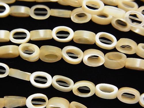 Mother of Pearl MOP Beige Oval (Donut) 6x4x2mm 1strand beads (aprx.15inch/36cm)