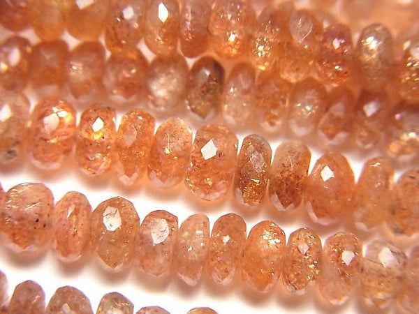 [Video]High Quality Sunstone AAA Faceted Button Roundel 1strand beads (aprx.14inch/34cm)