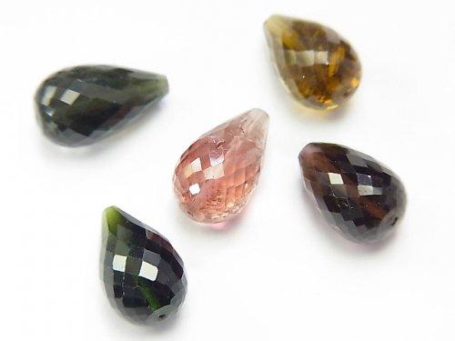 [Video] [One of a kind] Top Quality Multicolor Tourmaline AAA++ Vertical Hole Faceted Drop 5pcs Set NO.9