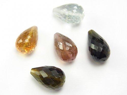 [Video] [One of a kind] Top Quality Multicolor Tourmaline AAA++ Vertical Hole Faceted Drop 5pcs Set NO.12