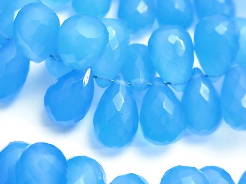 High Quality Blue Chalcedony AAA Drop Faceted Briolette 1/4 or 1strand beads (aprx.7inch/18cm)
