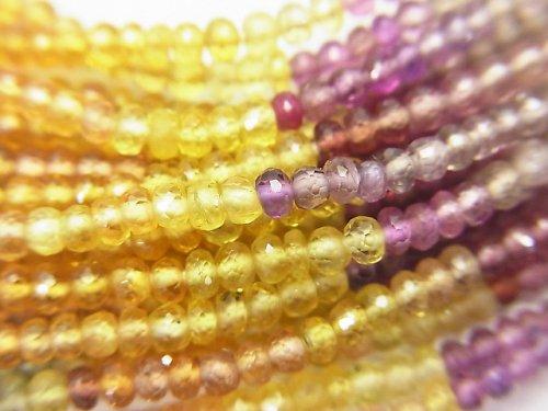 MicroCut! Top Quality Multicolor Sapphire AAA + Faceted Button Roundel 1/4 or 1strand (aprx.16inch / 40cm)