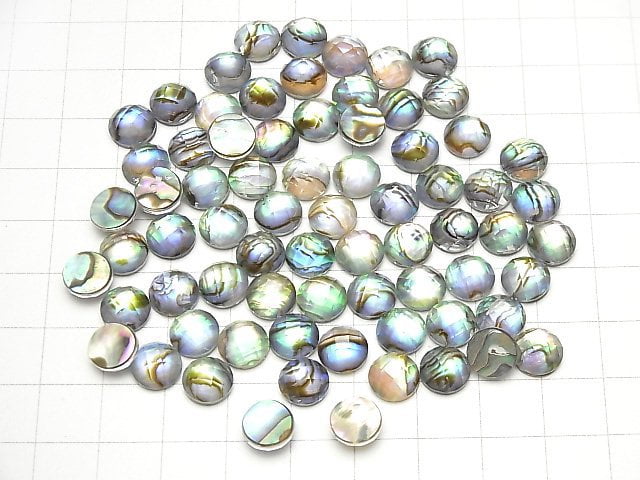 [Video] Abalone Shell x Crystal AAA- Round Faceted Cabochon 8x8mm 3pcs