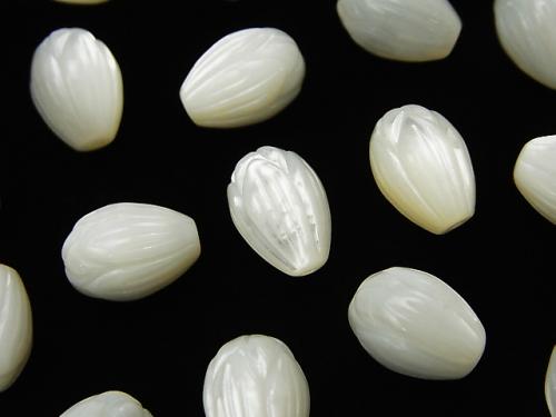 High quality White Shell (Silver-lip Oyster) AAA Flower bud 11 x 8 x 8 mm [Half Drilled Hole] 3pcs $5.79!
