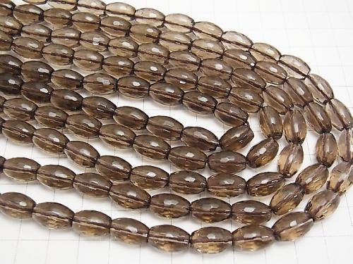 Smoky Crystal Quartz AAA Faceted Rice 12x8x8mm half or 1strand (aprx.15inch/37cm)