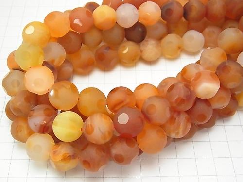 Mix Carnelian polka dot Faceted Round 14 mm half or 1 strand (aprx.15 inch / 38 cm)