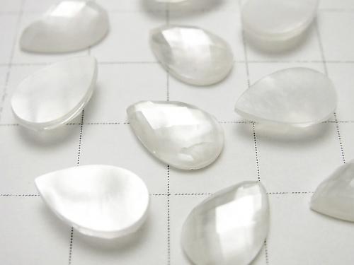 3pcs $8.79! White Shell x Crystal AAA 'Pear shape Faceted Cabochon 12 x 8 mm 3 pcs