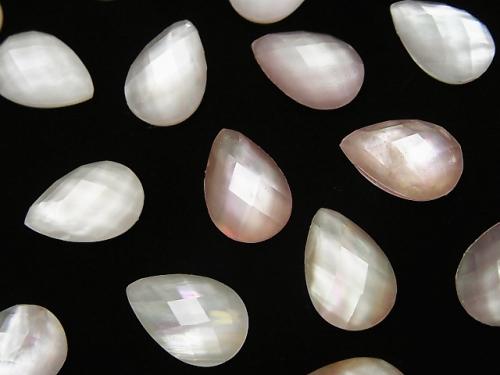 3pcs $8.79! Pink Shell x Crystal AAA 'Pear shape Faceted Cabochon 12 x 8 mm 3 pcs