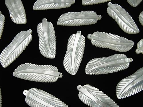 High Quality White Shell (Silver-lip Oyster) AAA feather Carving 35 x 13 mm 1 pc $2.79!