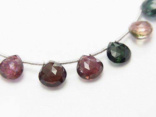[Video] [One of a kind] High Quality Multicolor Tourmaline AAA Chestnut Faceted Briolette 1strand beads (aprx.7inch / 19cm) NO.52