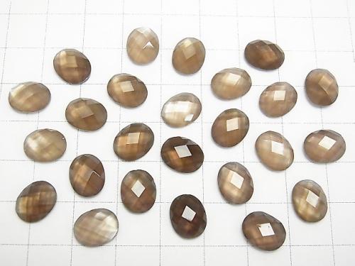 3pcs $8.79! White Shell xSmoky Crystal Quartz AAA Oval Faceted Cabochon 10x8 mm 3pcs