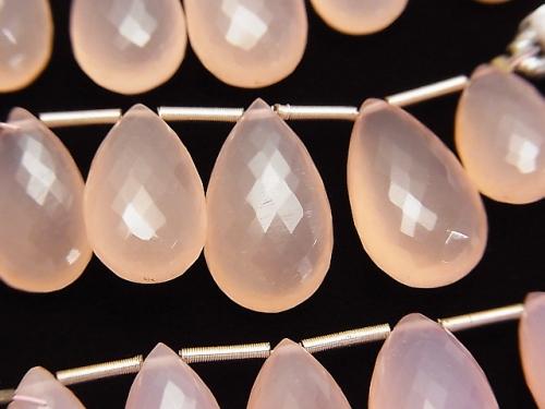 MicroCut! High Quality Pink Chalcedony AAA Pear shape Faceted Briolette 1strand (5pcs)