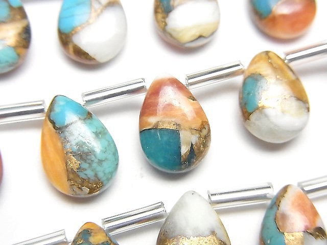 [Video] Oyster Copper Turquoise Pear shape (Smooth) 12x8mm 1strand (8pcs )