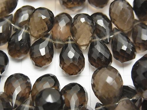High Quality Smoky Crystal Quartz AAA Drop  Faceted Briolette  half or 1strand (aprx.7inch/18cm)