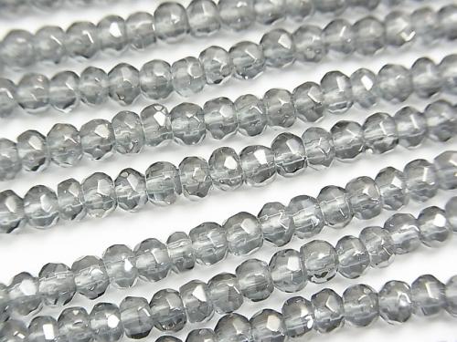 Silver flash crystal Faceted Button Roundel 4 x 4 x 3 mm half or 1 strand (aprx.15 inch / 38 cm)