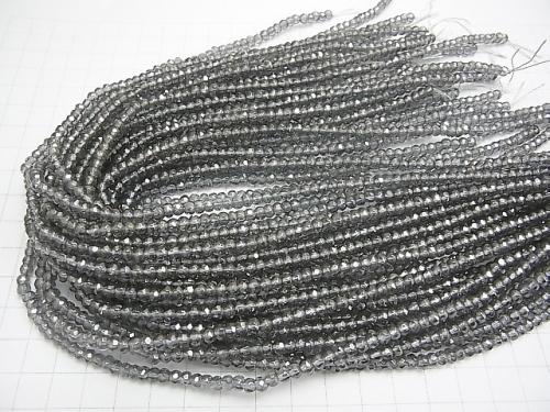 Silver flash crystal Faceted Button Roundel 4 x 4 x 3 mm half or 1 strand (aprx.15 inch / 38 cm)