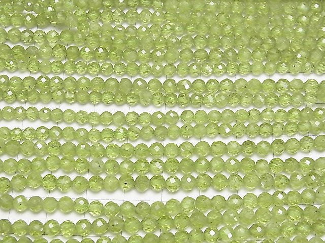 [Video]High Quality! Peridot AA++ Faceted Round 4mm 1strand beads (aprx.15inch/37cm)