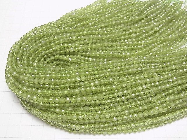 [Video]High Quality! Peridot AA++ Faceted Round 4mm 1strand beads (aprx.15inch/37cm)
