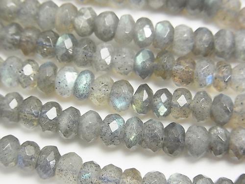Labradorite AA++ Faceted Button Roundel 6x6x3 half or 1strand (aprx.15inch/38cm)