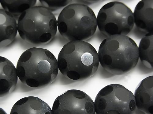 Onyx polka dot Faceted Round 14 mm half or 1 strand (aprx.15 inch / 36 cm)