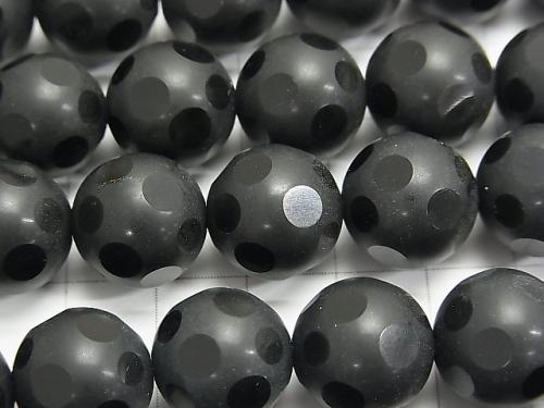 Onyx polka dot Faceted Round 14 mm half or 1 strand (aprx.15 inch / 36 cm)