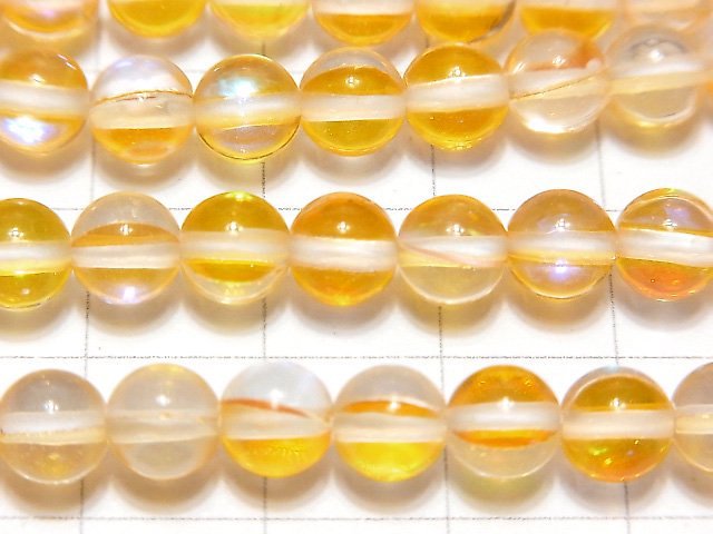[Video]Yellow Luna Flash Round 6mm 1strand beads (aprx.15inch/36cm)