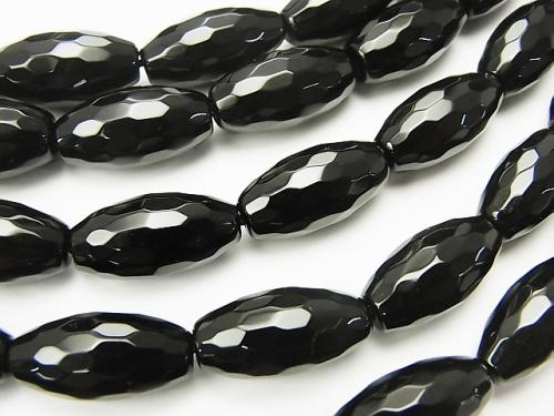 Onyx  Faceted Rice 16x8x8mm half or 1strand (aprx.15inch/38cm)