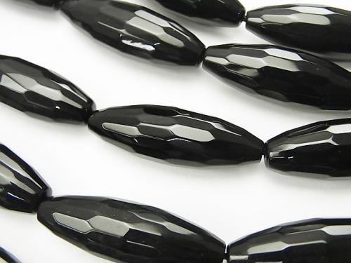 Onyx  Faceted Rice 30x10x10mm half or 1strand (aprx.14inch/35cm)
