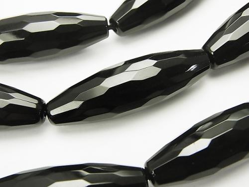 Onyx  Faceted Rice 40x12x12mm half or 1strand (aprx.13inch/32cm)