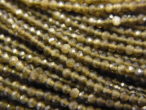 1strand $5.79! Diamond Cut! Golden Sheen Obsidian AAA Faceted Round 2mm 1strand (aprx.15inch / 37cm)