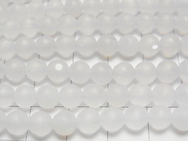 [Video] White Chalcedony polka dot Faceted Round 6mm 1strand beads (aprx.15inch / 37cm)