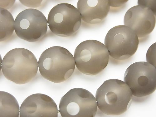 Gray Onyx AAA polka dot Faceted Round 10mm half or 1strand (aprx.15inch / 37cm)