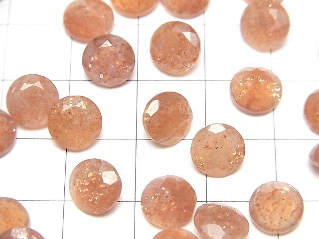 [Video]High Quality Sunstone AAA Loose stone Round Faceted 8x8mm 3pcs