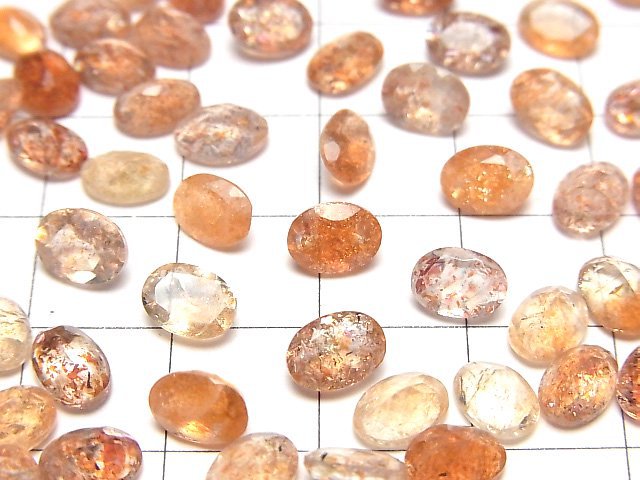 [Video]High Quality Sunstone AAA Loose stone Oval Faceted 7x5mm 5pcs
