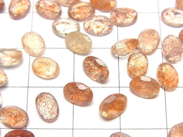 [Video]High Quality Sunstone AAA Loose stone Oval Faceted 7x5mm 5pcs