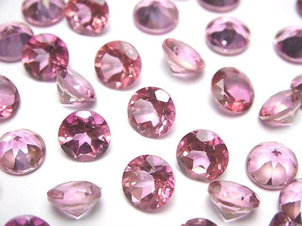 [Video]High Quality Pink Topaz AAA Loose stone Round Faceted 8x8mm 3pcs