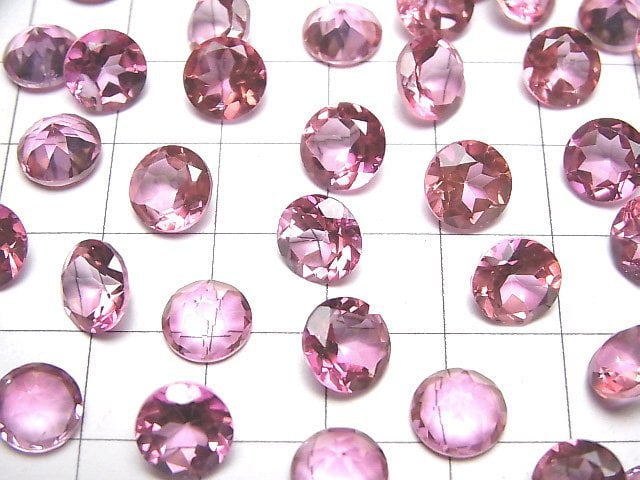 [Video]High Quality Pink Topaz AAA Loose stone Round Faceted 8x8mm 3pcs