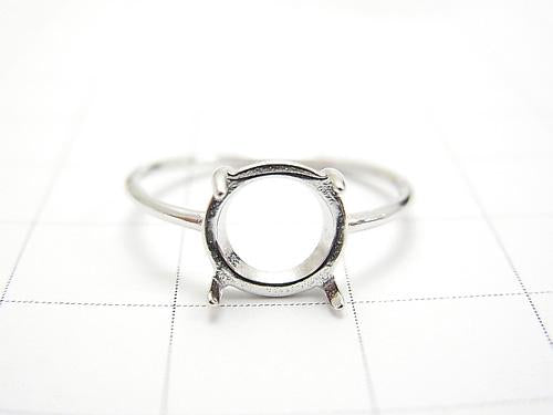 [Video] Silver925 Ring empty frame (claw clasp) Round 8mm Rhodium Plated 1pc
