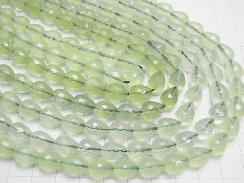 Prehnite AAA Vertical Hole Faceted Drop 10x8x8mm 1/4-1strand (aprx.15inch/38cm)