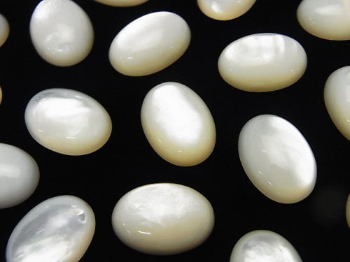 [Video] High Quality White Shell (Silver-lip Oyster)AAA Oval Cabochon 14x10mm 3pcs