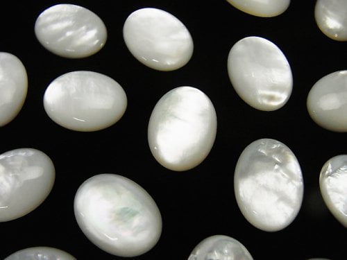 High Quality White Shell (Silver-lip Oyster)AAA Oval Cabochon 16x12mm 2pcs
