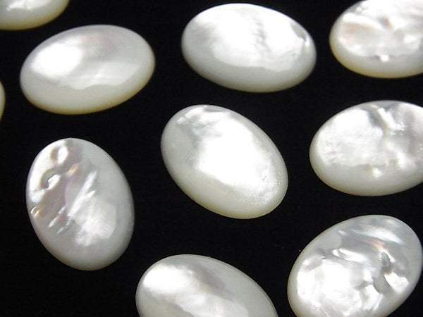 [Video] High Quality White Shell (Silver-lip Oyster)AAA Oval Cabochon 18x13mm 2pcs