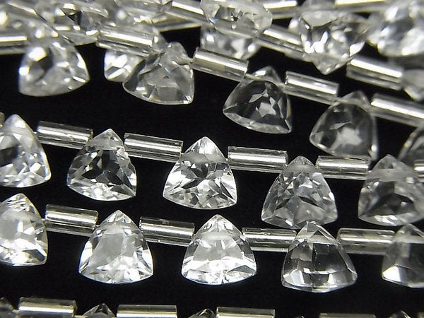 [Video] High Quality White Topaz AAA Triangle Faceted 6x6mm half or 1strand (26pcs)
