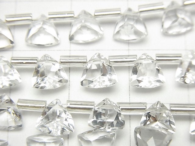 [Video] High Quality White Topaz AAA Triangle Faceted 6x6mm half or 1strand (26pcs)