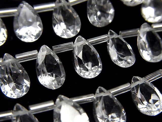 [Video] High Quality White Topaz AAA Pear shape Faceted 9x6mm half or 1strand (18pcs )